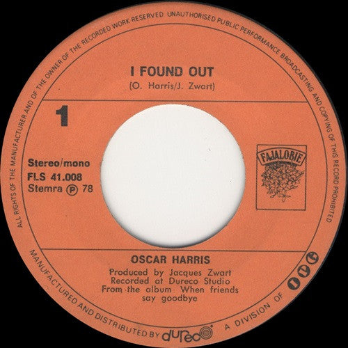 Oscar Harris : I Found Out (7", Single)