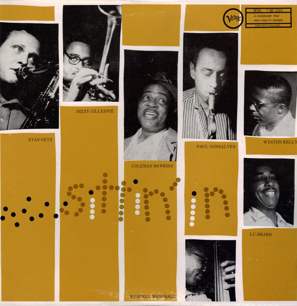 Dizzy Gillespie, Stan Getz, Coleman Hawkins And Paul Gonsalves : Sittin' In (LP, Album, Mono, RE)