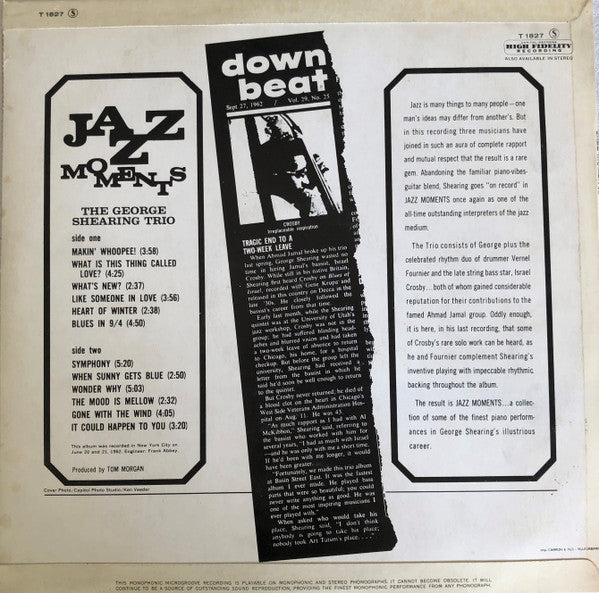 George Shearing Trio : Jazz Moments (LP, Mono)