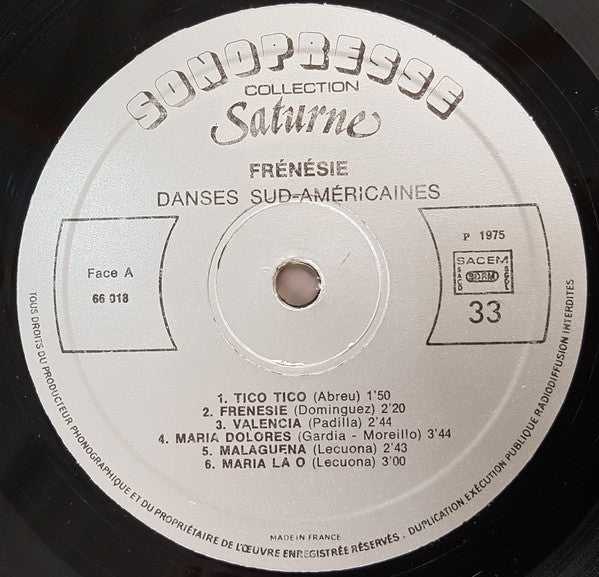 Los Demonios Y Su Orquesta : Frenesie Danses Sud Americaines (LP)