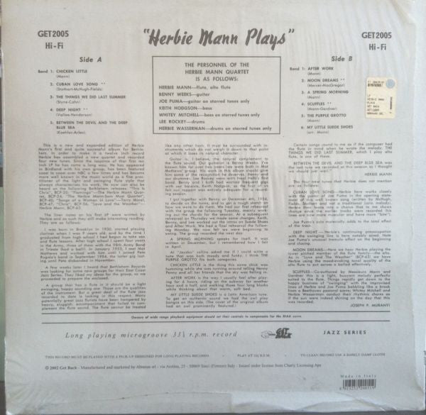 Herbie Mann : Herbie Mann Plays (LP, Album, RE)