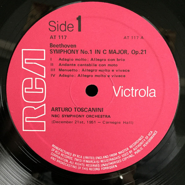 Ludwig van Beethoven, Arturo Toscanini, NBC Symphony Orchestra : Symphony No. 1 In C Major; Symphony No. 2 In D Major (LP, Mono)