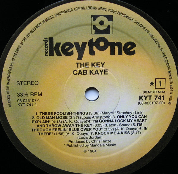Cab Kaye : The Key (LP, Album)