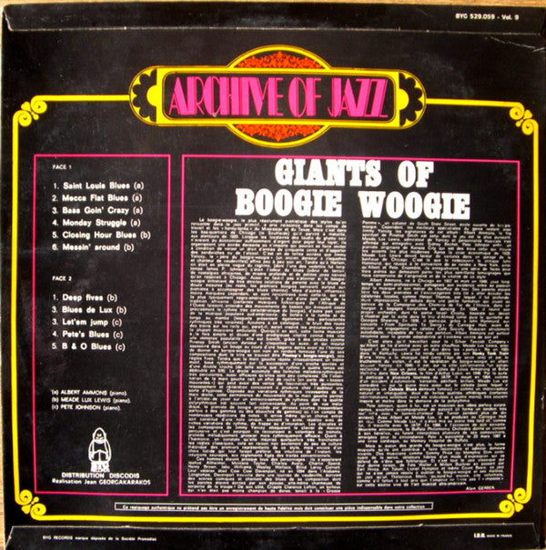 Various : Giants Of Boogie Woogie (LP, Comp, RE)