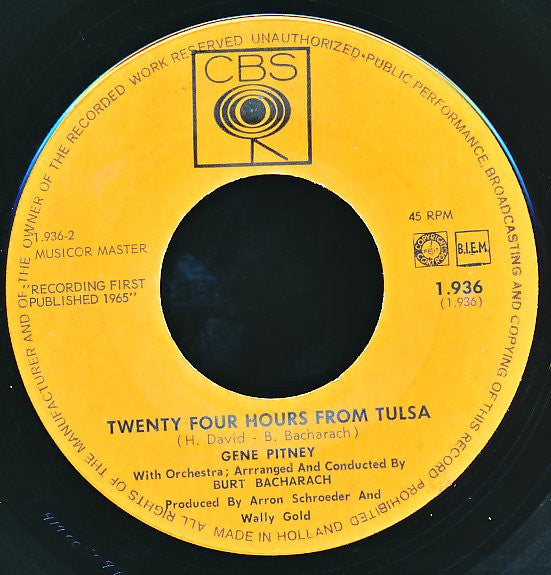 Gene Pitney : Looking Thru The Eyes Of Love / 24 Hours From Tulsa (7", Single)