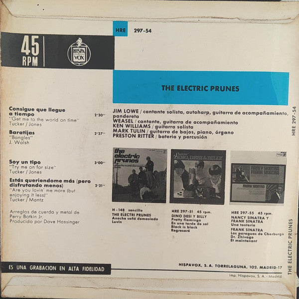 The Electric Prunes : Get Me To The World On Time / Bangles / Try Me On For Size / Are You Lovin' Me More (But Enjoying It Less) (7", RP, Unofficial)