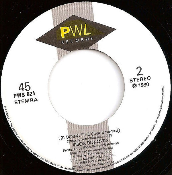 Jason Donovan : I'm Doing Fine (7")