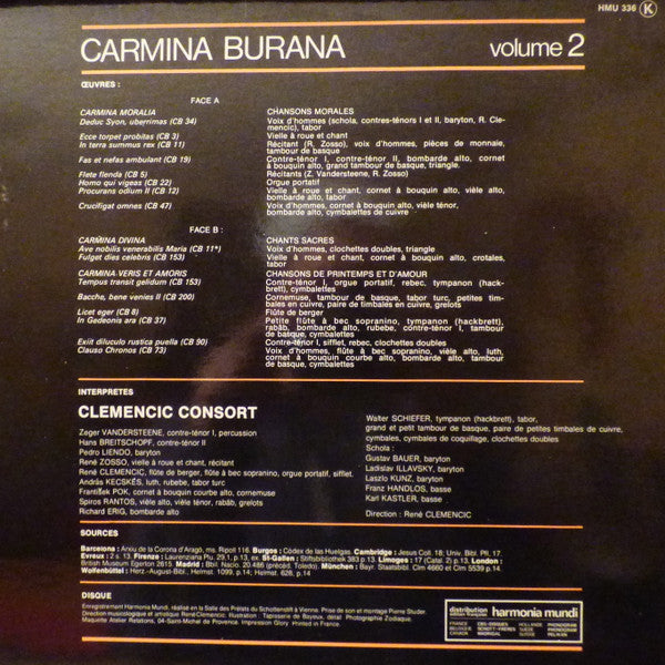 Clemencic Consort, René Clemencic : Carmina Burana. Version Originale & Integrale. Volume 2 (LP, Gat)