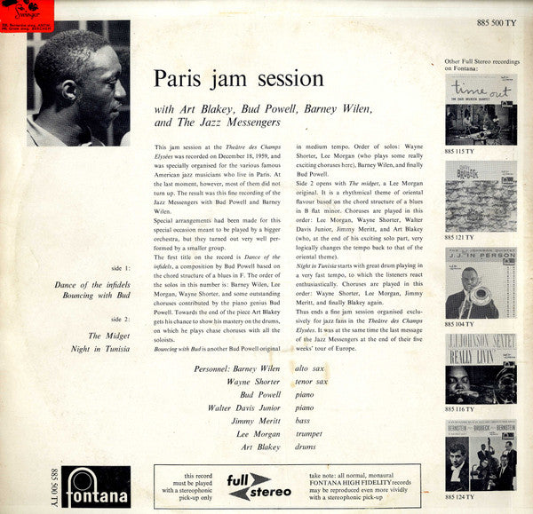 Art Blakey • Bud Powell • Barney Wilen And Art Blakey & The Jazz Messengers : Paris Jam Session (LP, Album)
