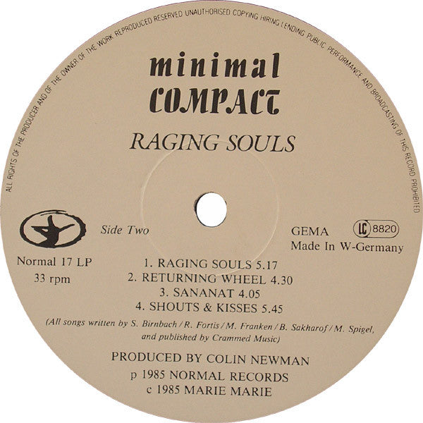 Minimal Compact : Raging Souls (LP, Album)