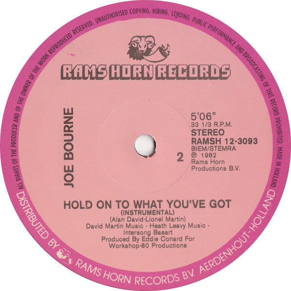 Joe Bourne : Hold On To What You've Got (12")
