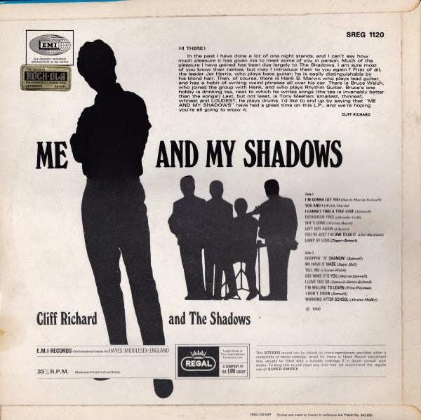 Cliff Richard And The Shadows* : Me And My Shadows (LP, Album, RE)