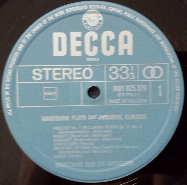 Mantovani And His Orchestra : Mantovani Plays The Immortal Classics (LP, Album)