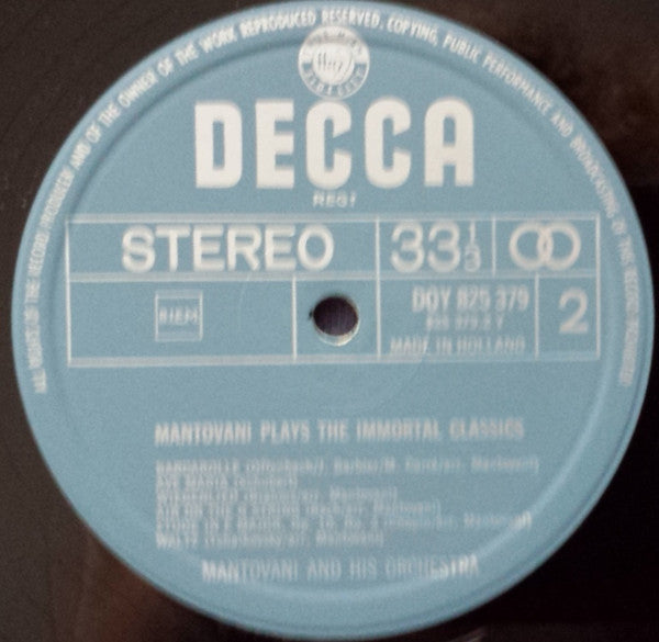 Mantovani And His Orchestra : Mantovani Plays The Immortal Classics (LP, Album)