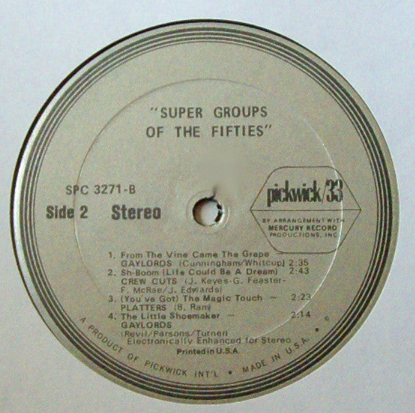 The Diamonds / The Gaylords / The Crew Cuts / The Platters : Super Groups Of The 50's (LP, Comp, RE)