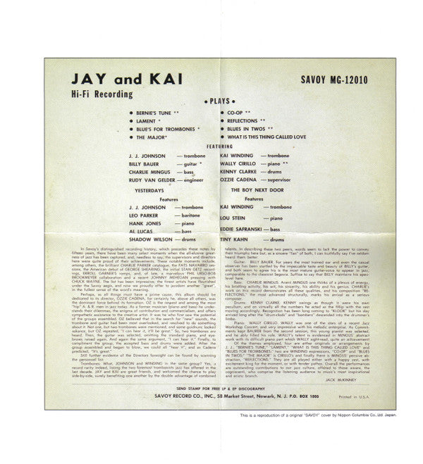 J.J. Johnson, Kai Winding : Jay And Kai  (CD, Album, RE, RM)