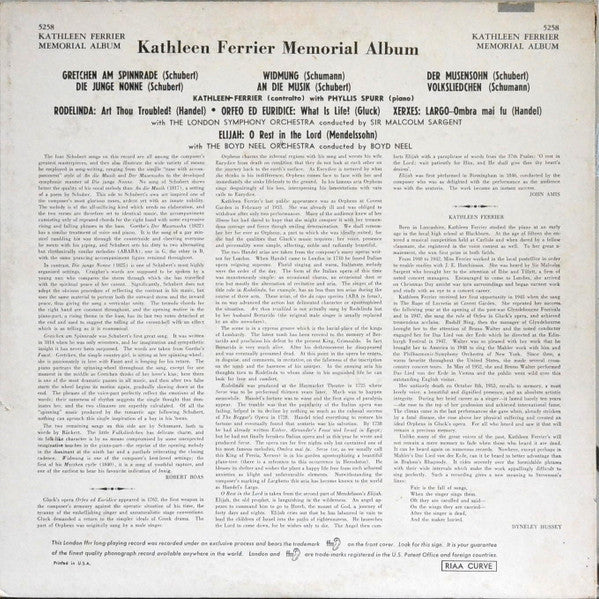 The Boyd Neel Orchestra : Kathleen Ferrier Memorial Album (LP, Album)