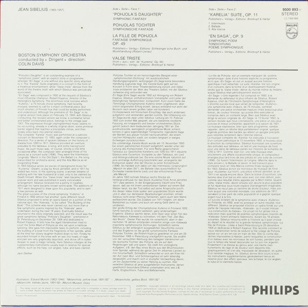 Sibelius*, Boston Symphony Orchestra, Colin Davis* : Karelia Suite Op. 11 · Valse Triste Op. 44 · En Saga Op. 9 · Pohjola's Daughter Op. 49 (LP, Album)
