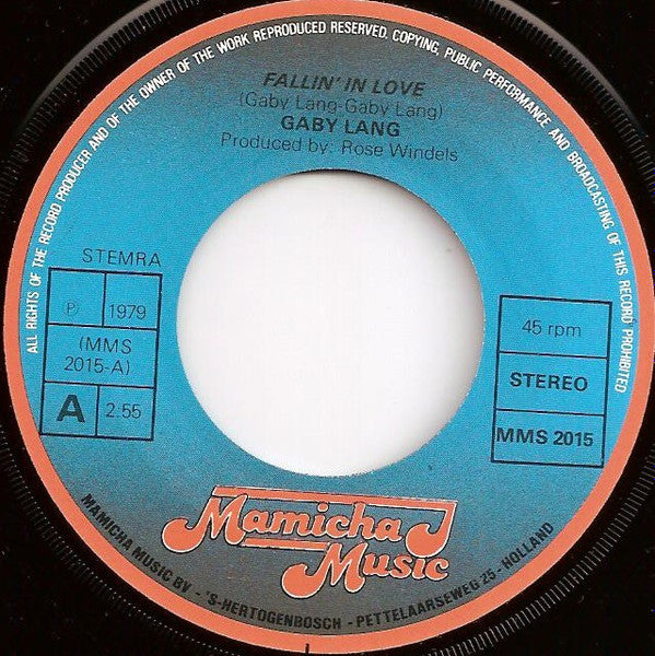 Gaby Lang : Fallin' In Love (7", Single)