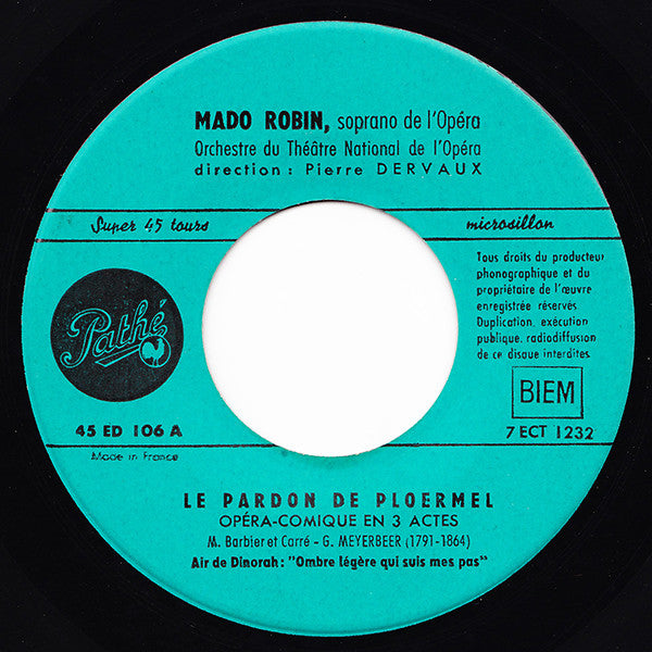 Mado Robin : Le Pardon De Ploërmel / La Fille Du Régiment (7", EP)