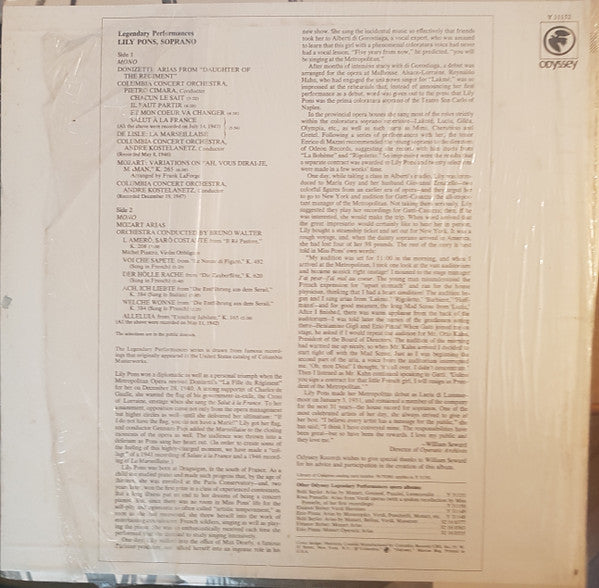 Lily Pons : Arias From Daughter Of The Regiment / Mozart Arias (LP, Comp, Mono)