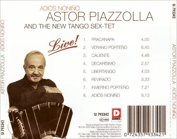 Astor Piazzolla Y Su Sexteto Tango Nuevo : Adiós Noniño (Live!) (CD, Album)