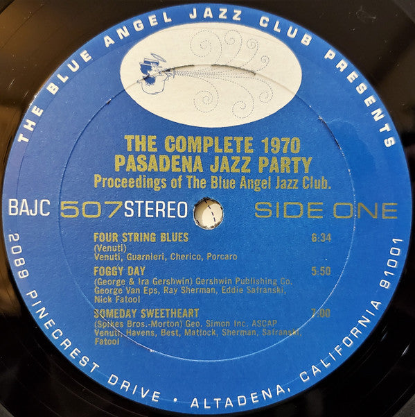 The Blue Angel Jazz Club : The Complete 1970 Pasadena Jazz Party (2xLP, Album, Blu)