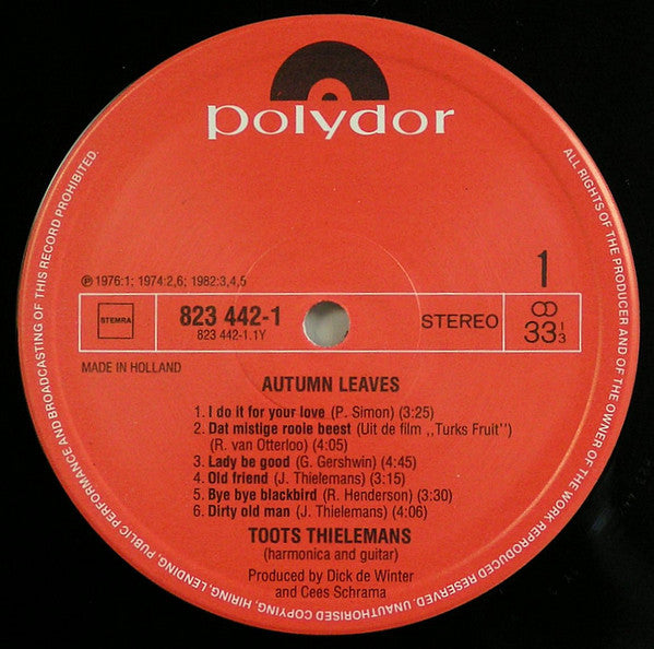 Toots Thielemans : Autumn Leaves (LP, Album, Comp)
