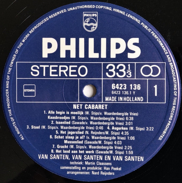Van Santen, Van Santen En Van Santen : Net Cabaret (LP, Album)