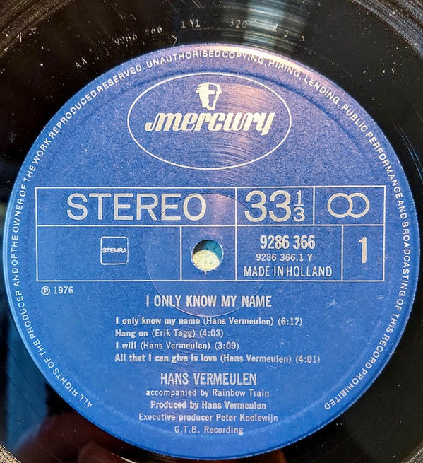 Hans Vermeulen : I Only Know My Name (LP, Album)