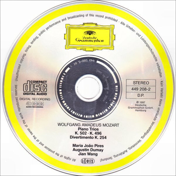 Wolfgang Amadeus Mozart - Maria-João Pires • Augustin Dumay • Jian Wang : Piano Trios K. 496 & K. 502 (CD, Album + CD, Smplr, Bon)