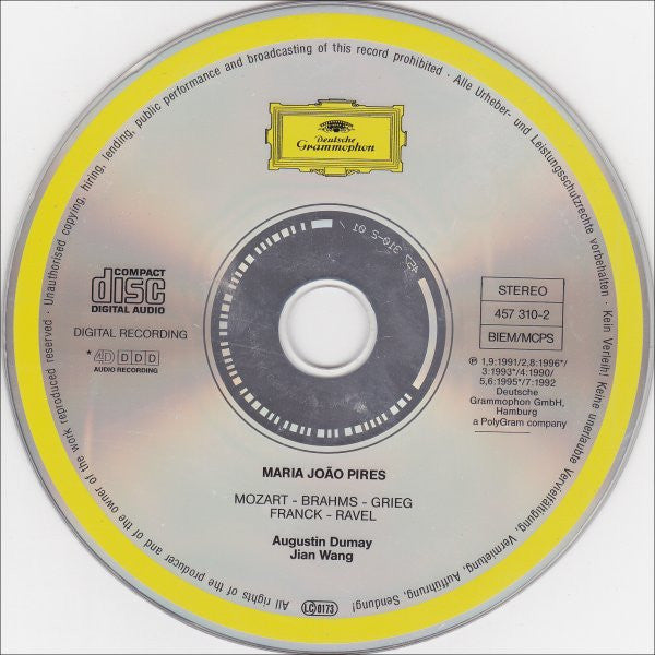 Wolfgang Amadeus Mozart - Maria-João Pires • Augustin Dumay • Jian Wang : Piano Trios K. 496 & K. 502 (CD, Album + CD, Smplr, Bon)