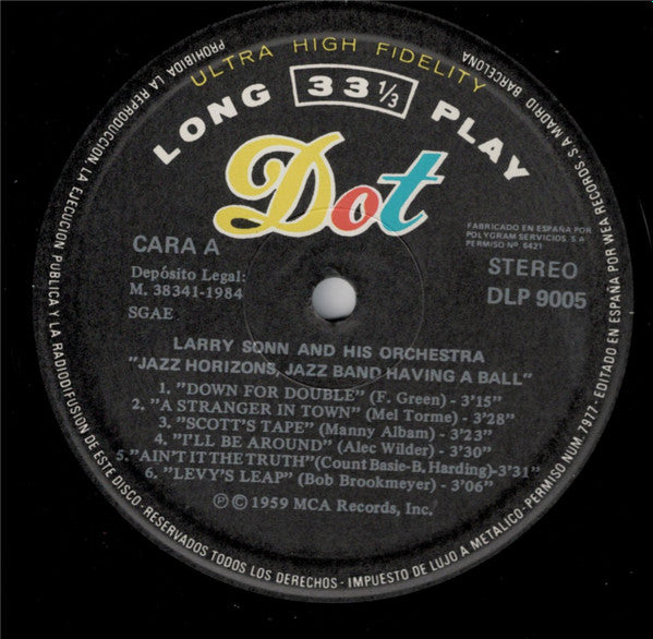 Larry Sonn Orchestra : Jazz Band Having A Ball! (LP, Album, RE)