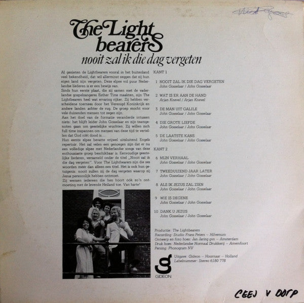 The Lightbearers : Nooit Zal Ik Die Dag Vergeten (LP, Album)