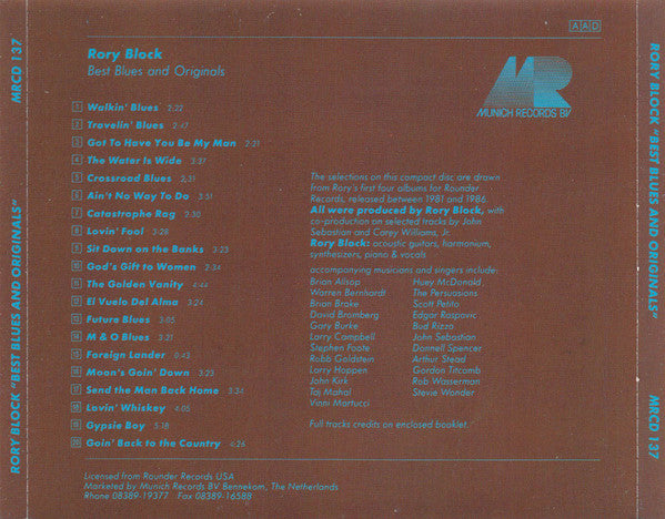 Rory Block : Best Blues And Originals (CD, Comp)