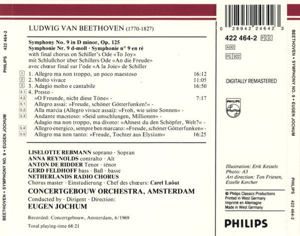 Ludwig van Beethoven, Concertgebouworkest, Eugen Jochum : Symphony No. 9 'Choral' (CD, Album, RE, RM)