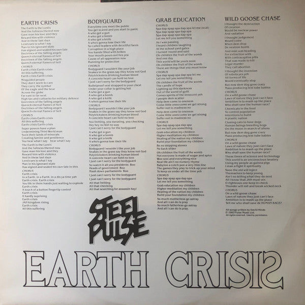 Steel Pulse : Earth Crisis (LP, Album)