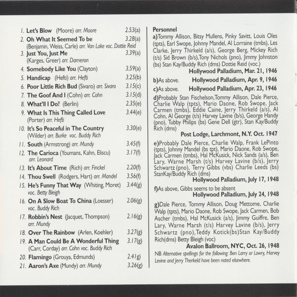 Buddy Rich : The Legendary '46-'48 Orchestra Vol. 2 (CD, Comp, Mono, RM)