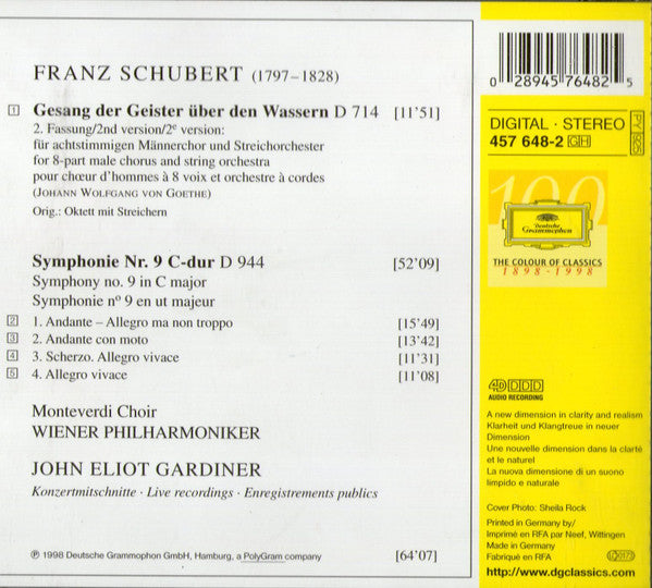 Franz Schubert - The Monteverdi Choir · Wiener Philharmoniker · John Eliot Gardiner : Symphonie No.9 / Gesang Der Geister Über Den Wassern (CD, Album)