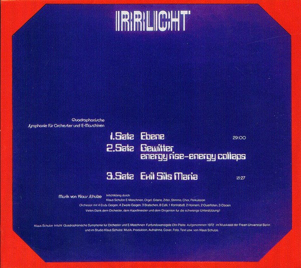 Klaus Schulze : Irrlicht (CD, Album, RE)