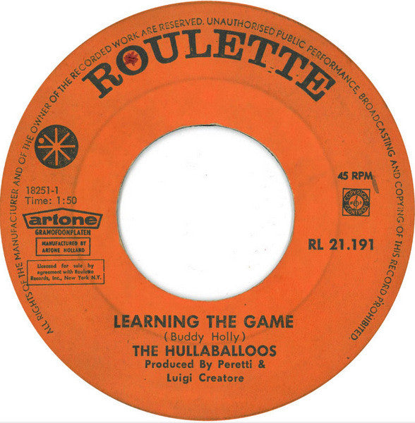 The Hullaballoos : Don't Stop / Learning The Game (7", Single)