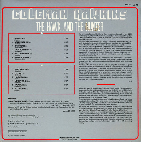 Coleman Hawkins : The Hawk And Hunter (LP, RE)