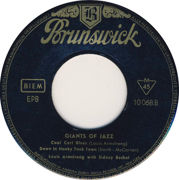 Louis Armstrong With Sidney Bechet : Giants Of Jazz (7", EP, Mono)