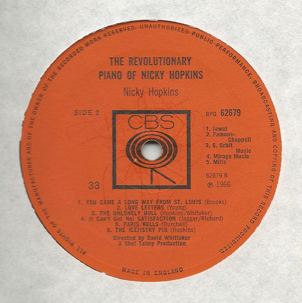 Nicky Hopkins : The Revolutionary Piano Of Nicky Hopkins (LP, Album, Mono)