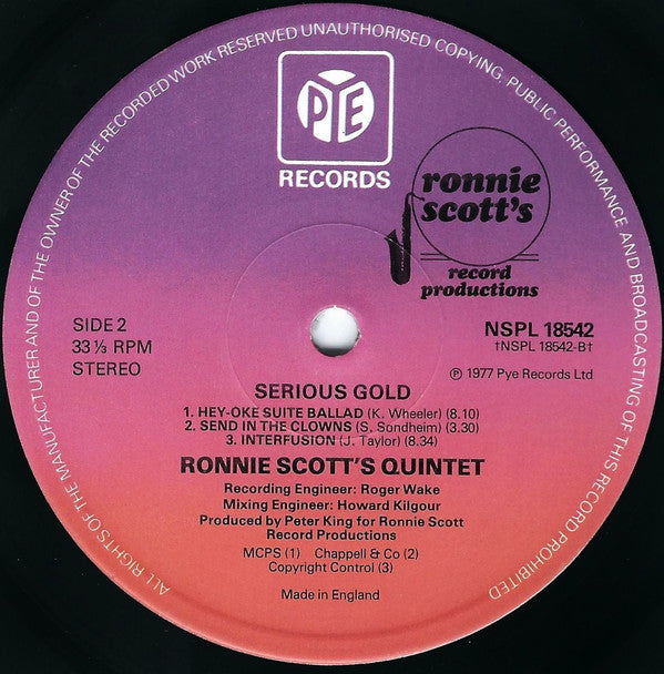 Ronnie Scott's Quintet : Serious Gold (LP, Album)