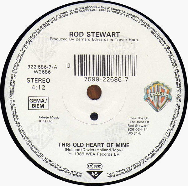 Rod Stewart Featuring Ronald Isley : This Old Heart Of Mine (7", Single, Sol)