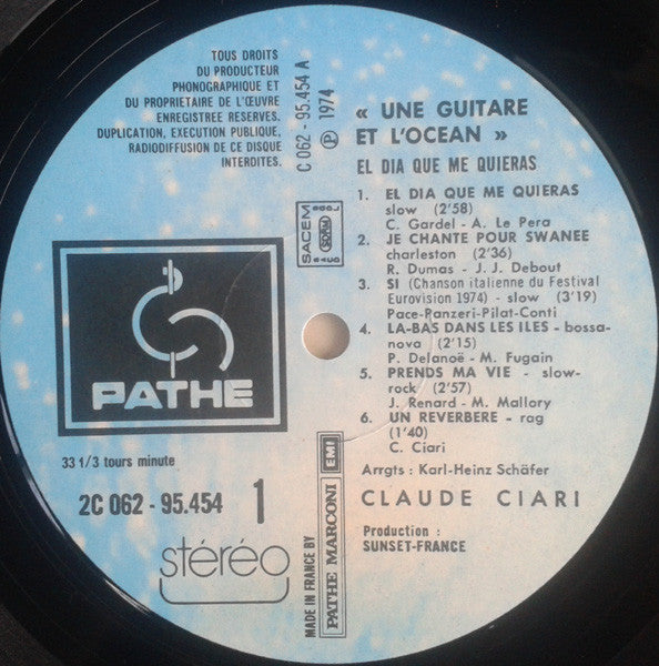 Claude Ciari : Une Guitare Et L' Ocean (LP, Album)