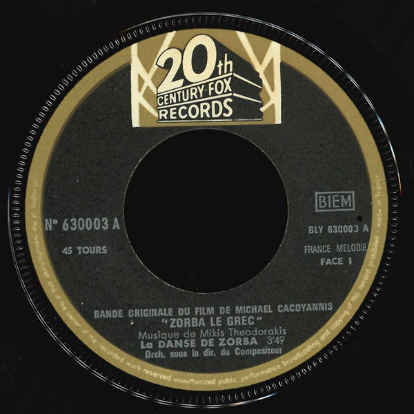 Mikis Theodorakis : Bande Originale Du Film Zorba Le Grec (7", Single)