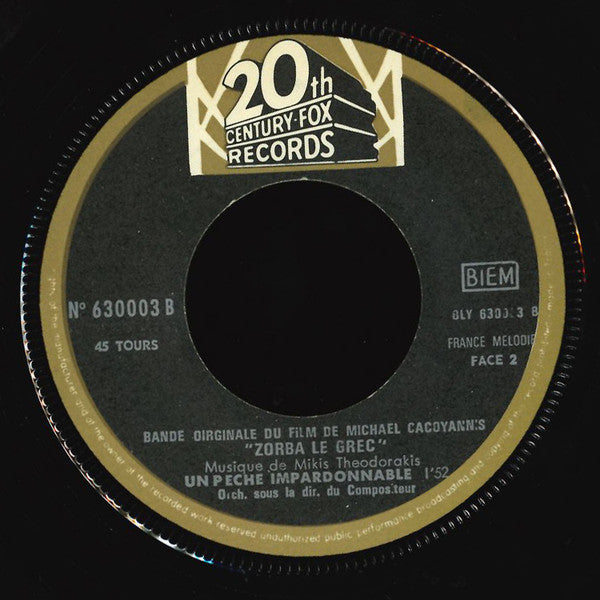 Mikis Theodorakis : Bande Originale Du Film Zorba Le Grec (7", Single)