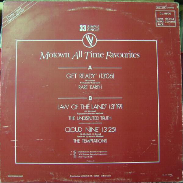 Rare Earth / The Undisputed Truth / The Temptations : Get Ready / Law Of The Land / Cloud Nine (12", Single, P/Mixed)
